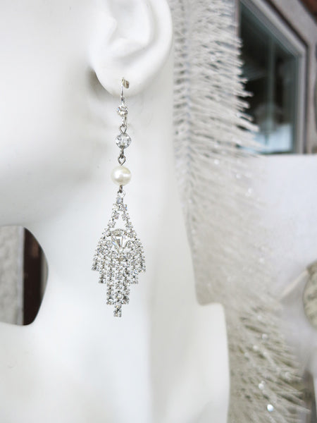 Cascading Rhinestone Chandelier Earrings