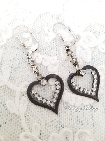 French Noir Heart Earings