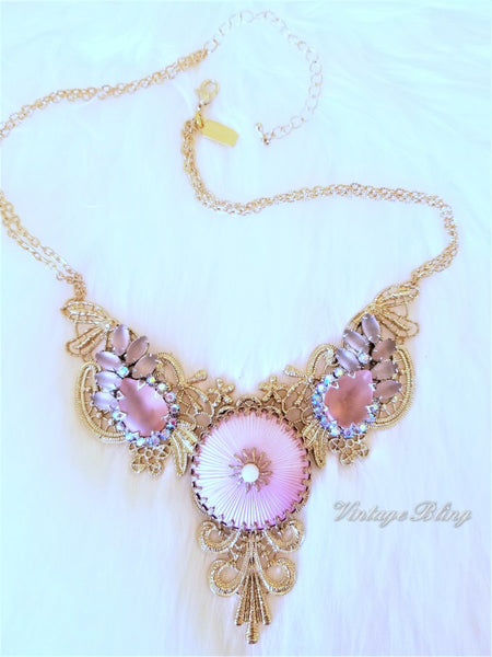 Soft Blush Pink Statement Necklace