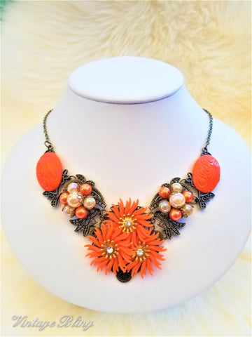 Sassy Orange Statement Necklace