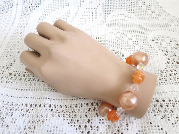 Orange Beaded Stretchy Bracelet