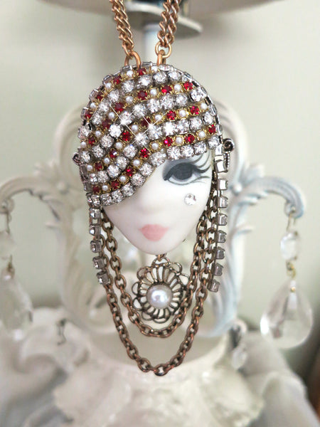 Porcelain Flapper Girl Necklace