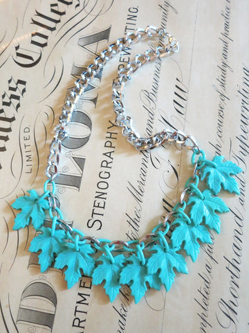 Turquoise Maple Leaf Necklace/Collar