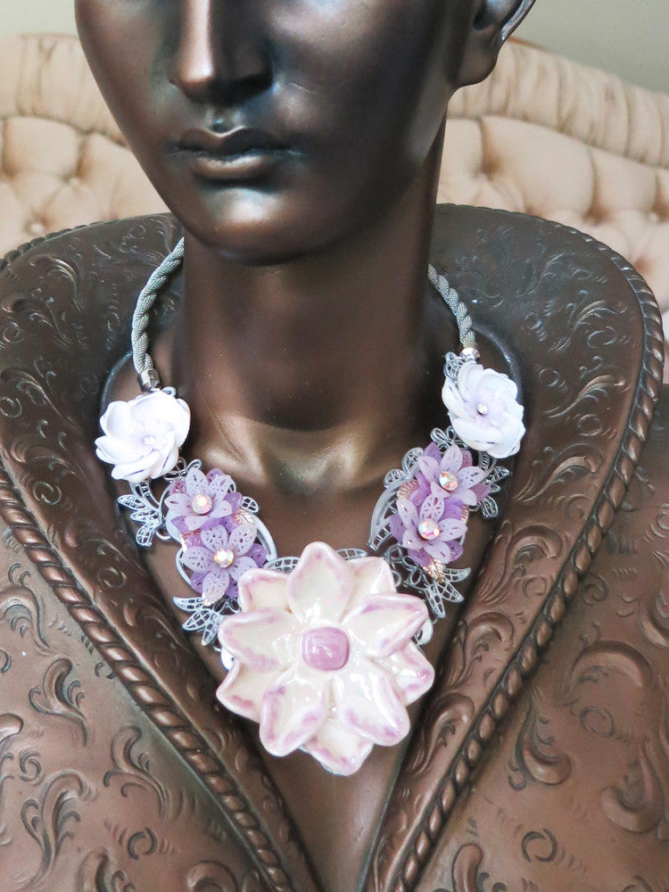 Lilac Flowers Collar/Necklace