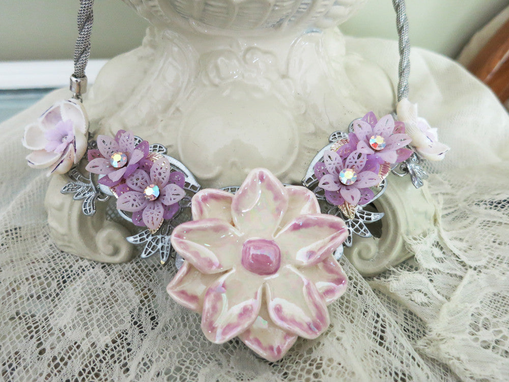 Lilac Flowers Collar/Necklace