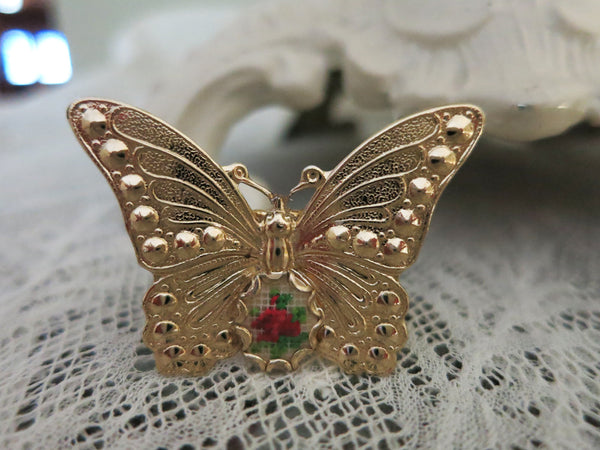 Petit Point Butterfly Ring