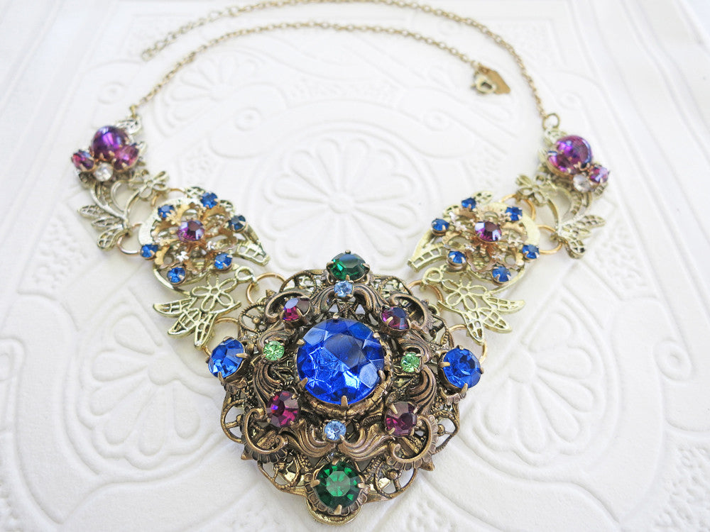 Royal Blue and Purple Statement Collar/Necklace