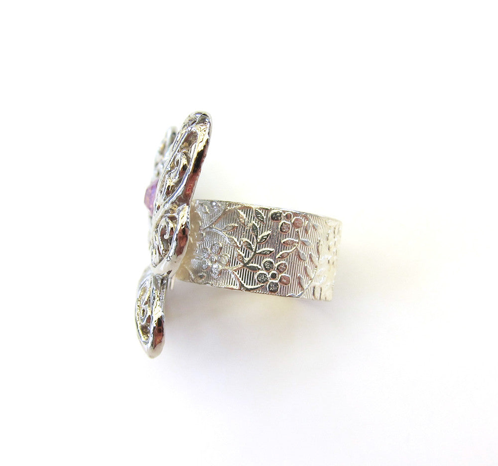 Silver Filigree Butterfly Ring