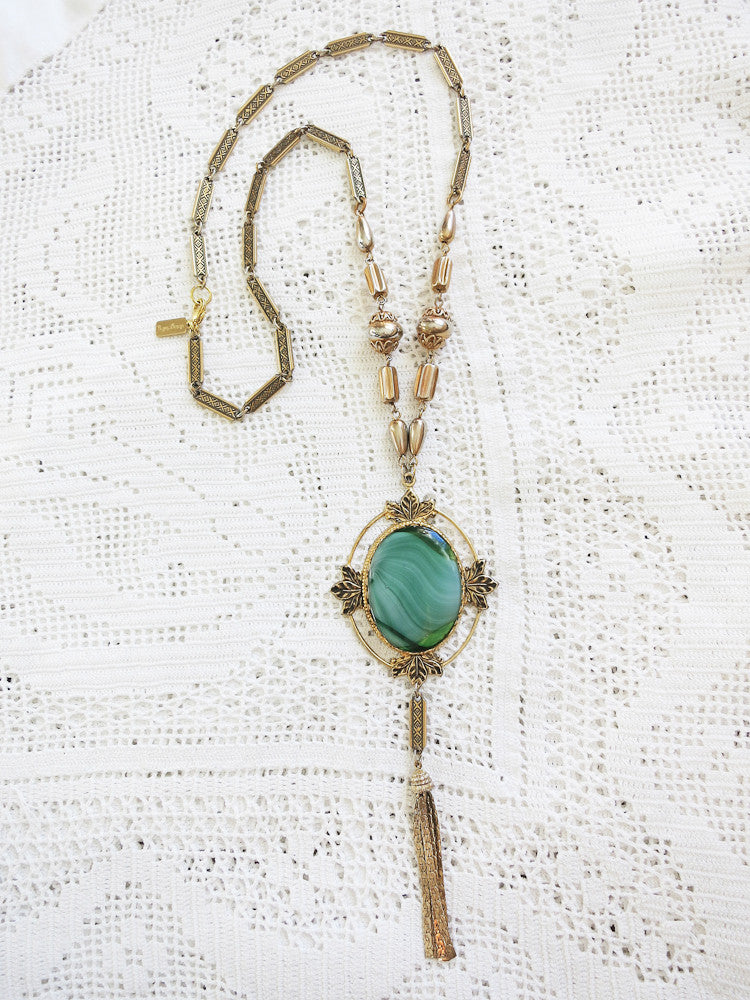 Elegant Green Tassel Necklace
