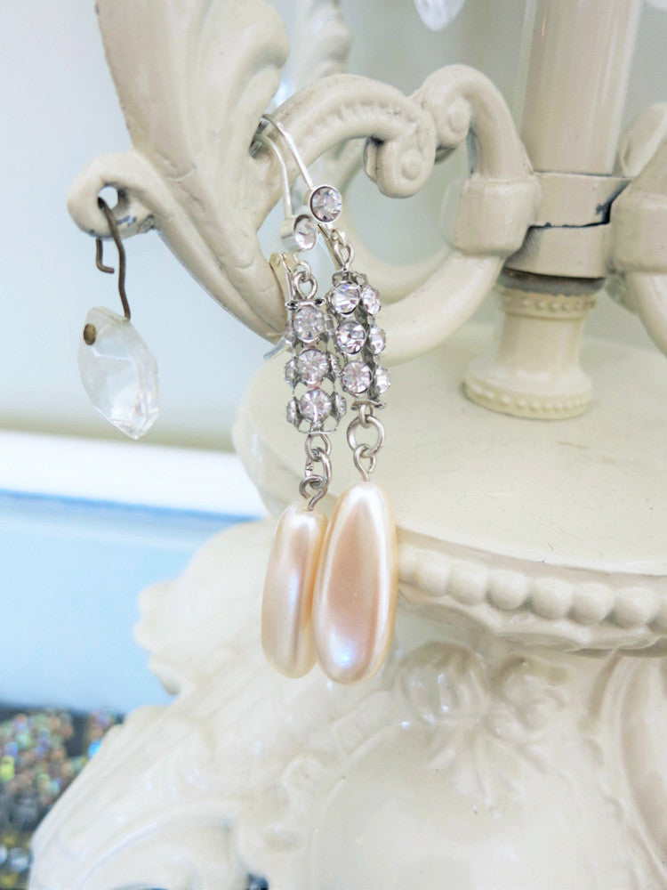 Elegant Rhinestone and Pearl Earrings