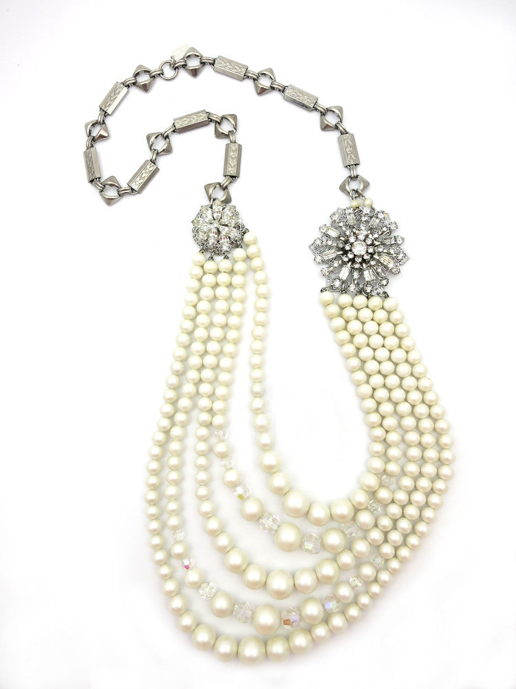 Multi-strand Pearls With Rhinestones