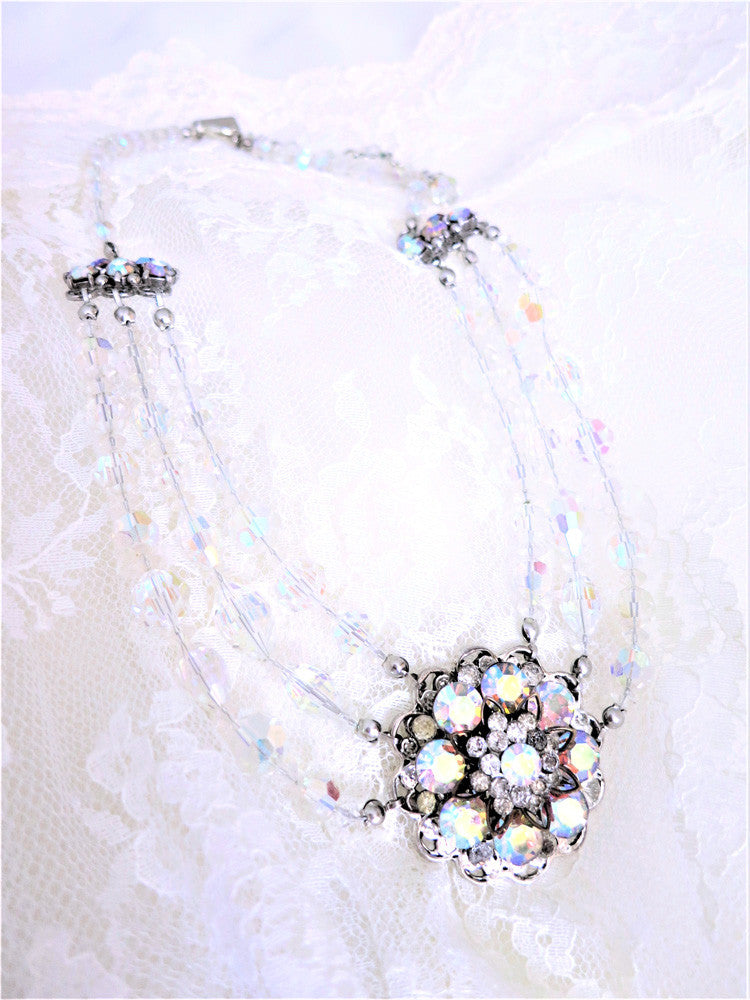 Swarovski Crystal Three Strand Swag Necklace