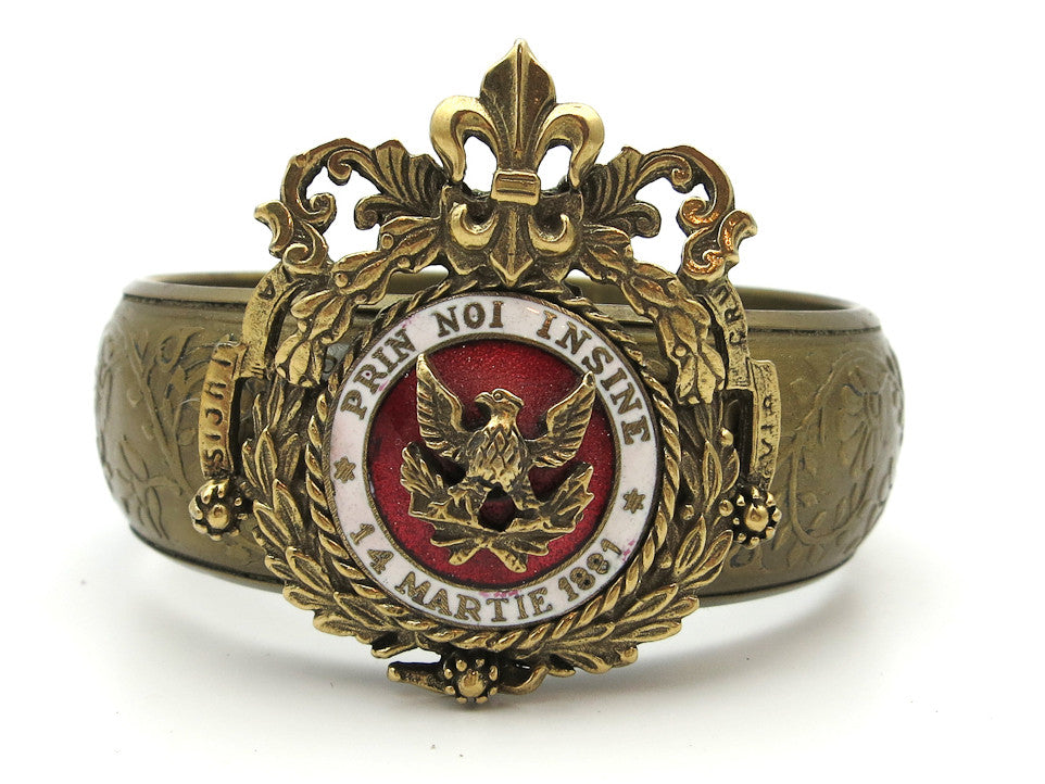 Cuff With Vintage Romanian Military Pin