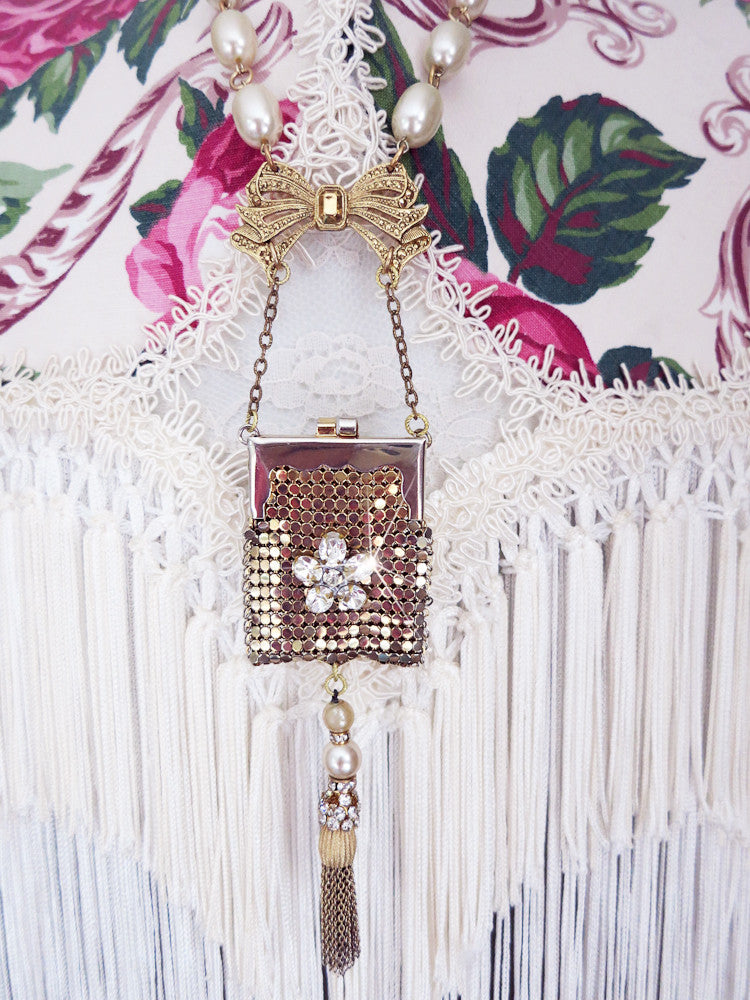 Vintage Purse with Tassel Necklace
