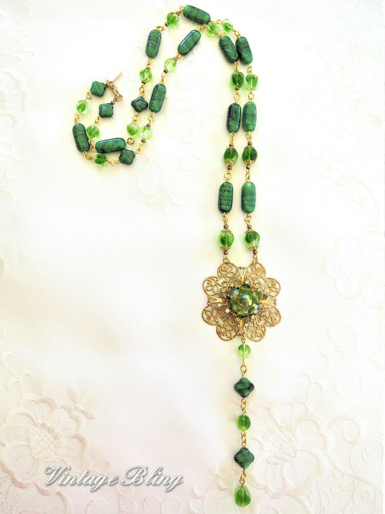 Fabulous Long Green Necklace