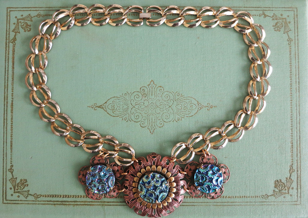 Copper and Gold Chunky Statement Necklace