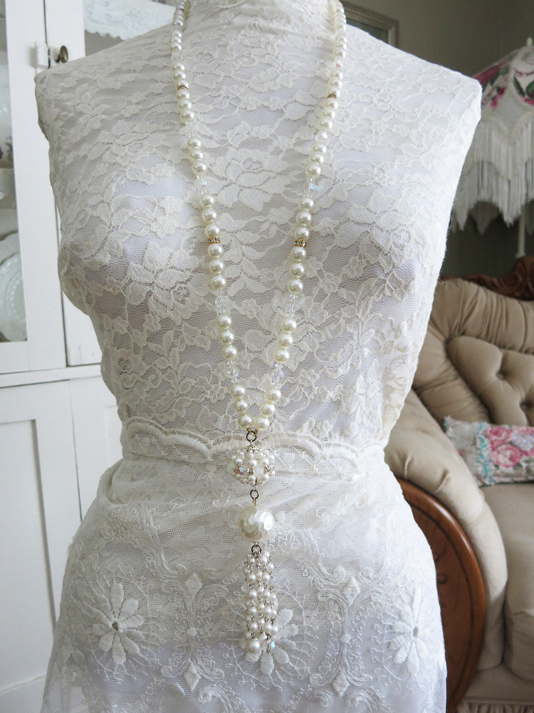 Long Elegant Pearl Necklace