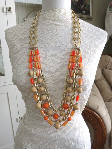 Orange Multi-strand Necklace