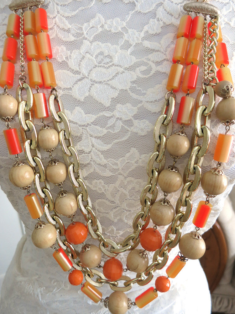 Orange Multi-strand Necklace
