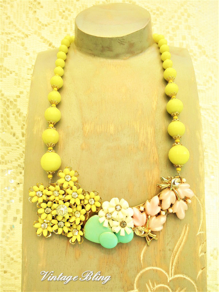 Yellow Collage Necklace