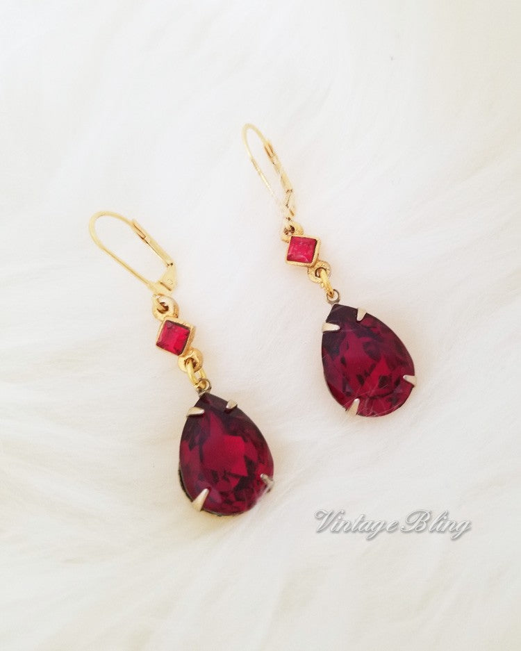 Beautiful Red Teardrop Earrings