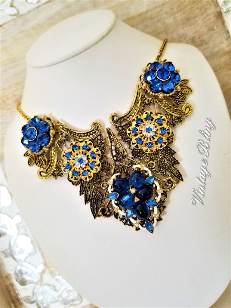 Gorgeous Blue Bib Necklace