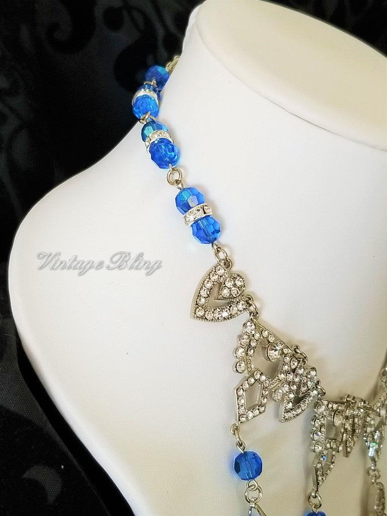 Sapphire Blue Chandelier Necklace