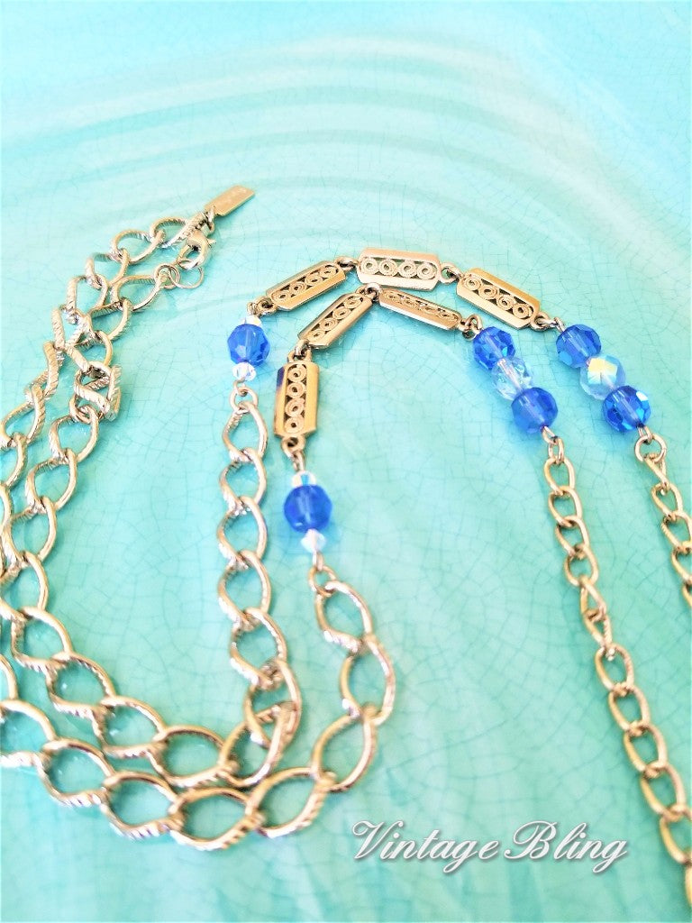 Sapphire Blue with Silver Chandelier Necklace