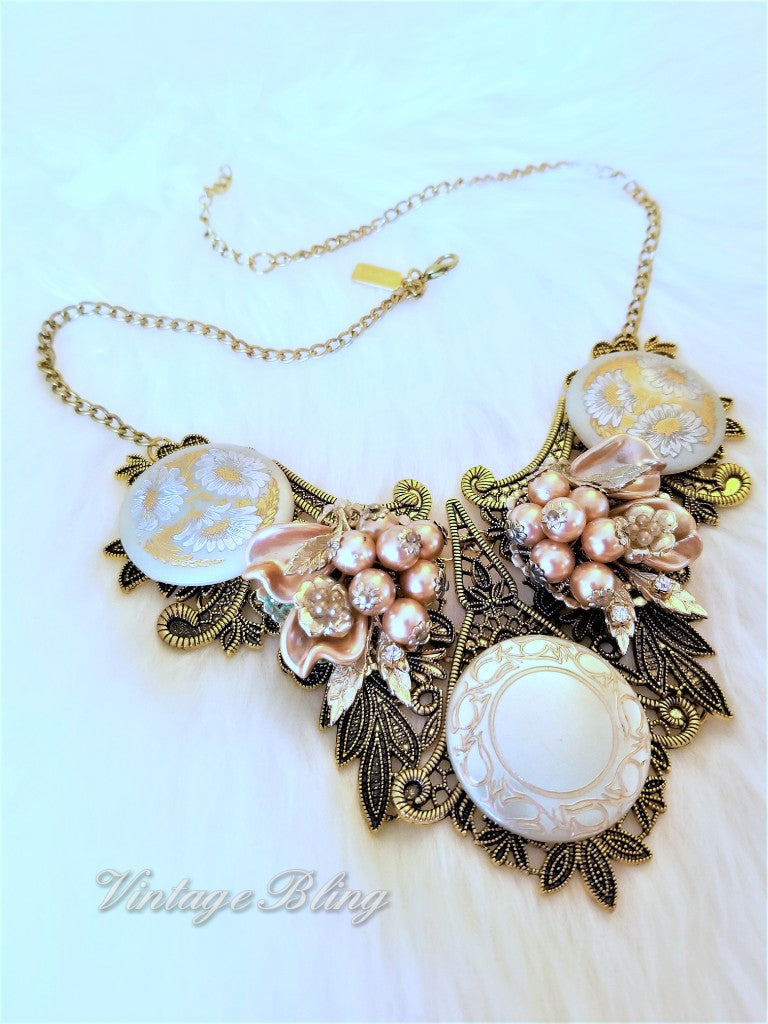 Gold and Ivory Statement Necklace
