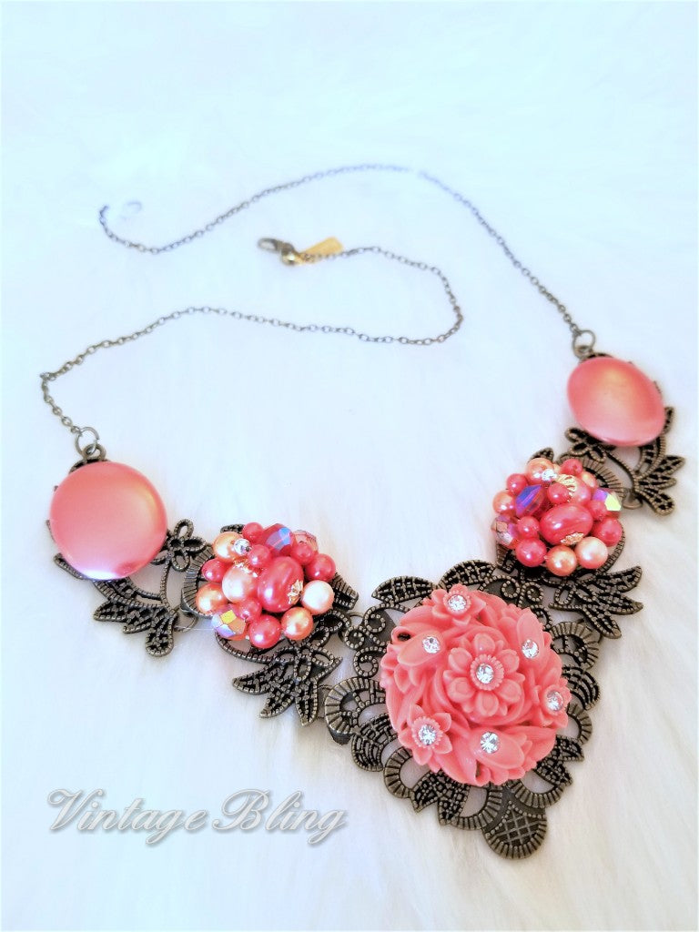 Burnt Coral Statement Necklace