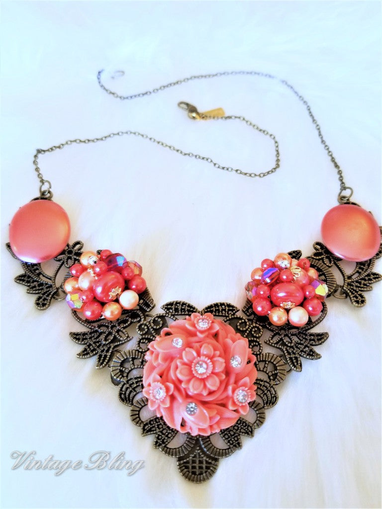 Burnt Coral Statement Necklace